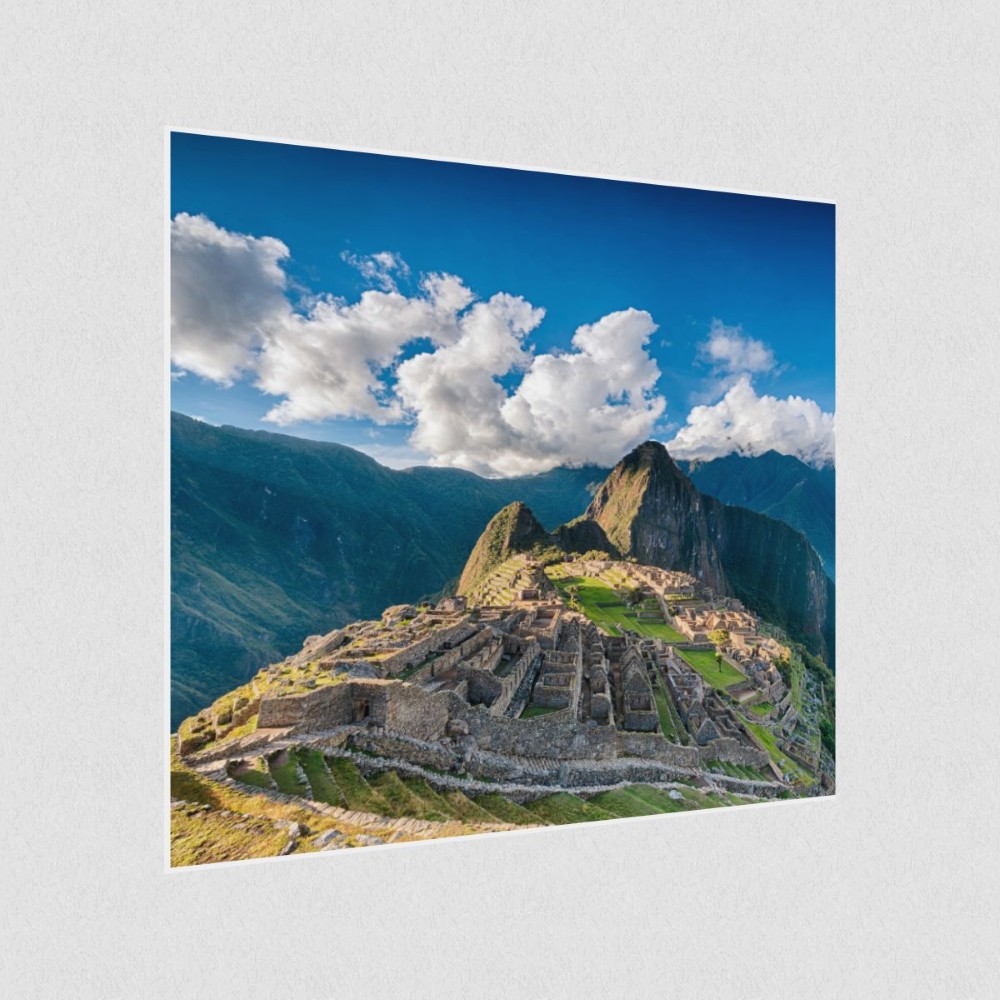 Artikelbild Akustikbild - Machu Picchu – Basotect® Schallabsorber im weissen Aluminiumrahmen 1030x1030x55mm