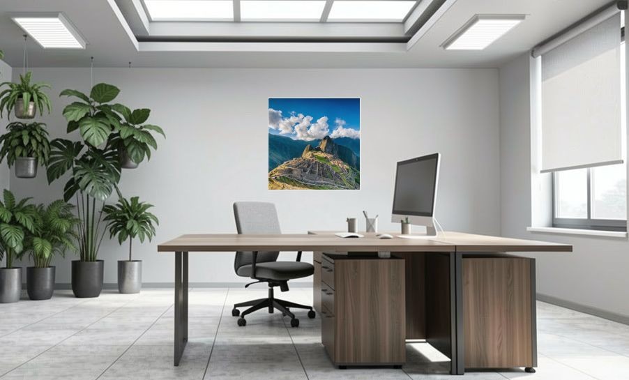 Artikelbild Akustikbild - Machu Picchu – Basotect® Schallabsorber im weissen Aluminiumrahmen 1030x1030x55mm