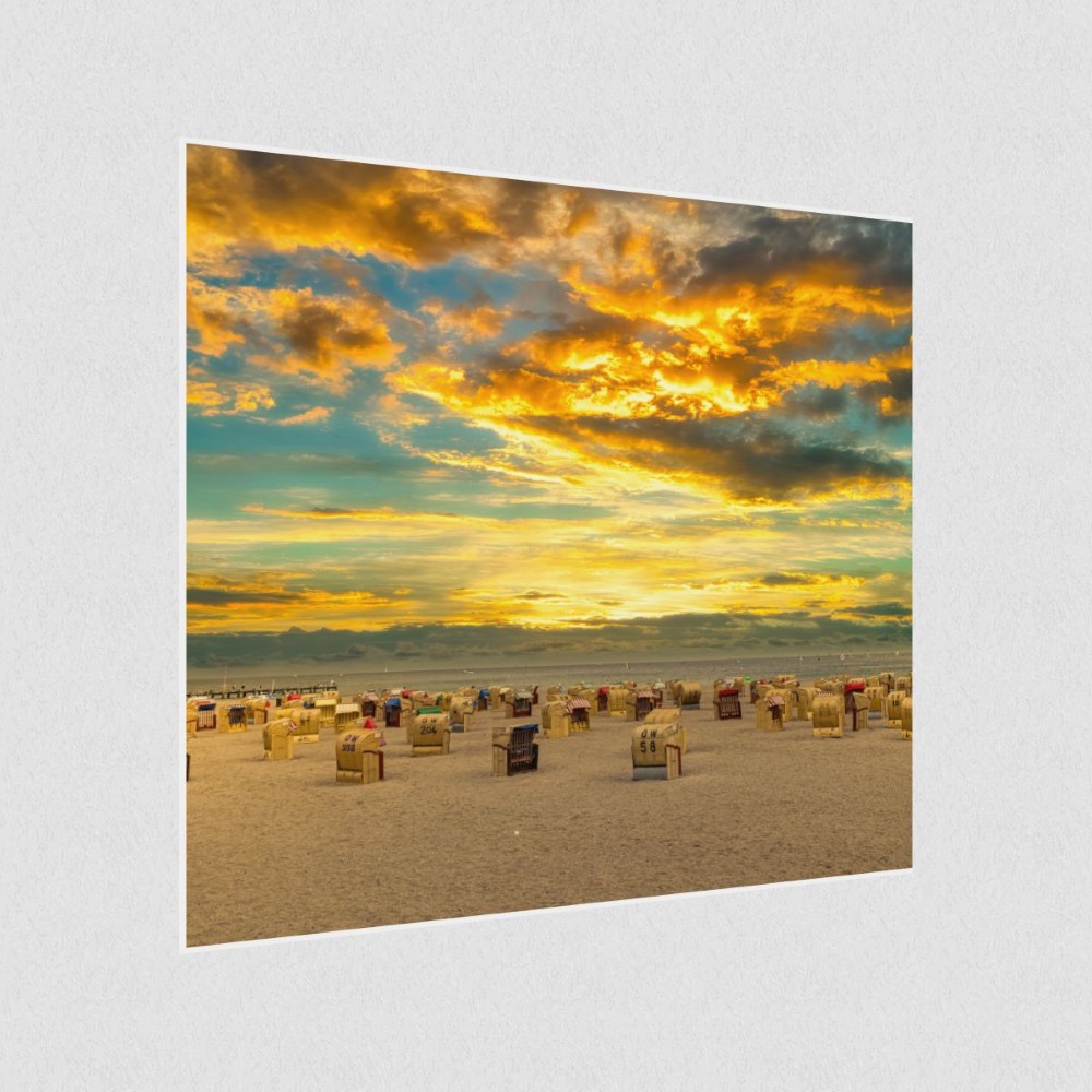 Artikelbild Akustikbild - Strand Panorama – Basotect® Schallabsorber im weißen Aluminiumrahmen 530x530x55mm