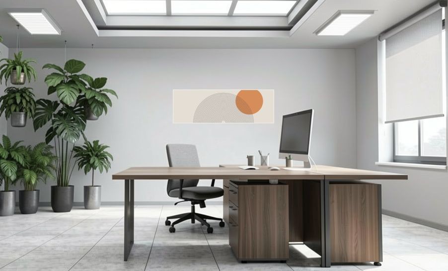 Artikelbild Akustikbild - Organische Geometrie – Basotect® Schallabsorber im weißen Aluminiumrahmen 1530x530x55mm