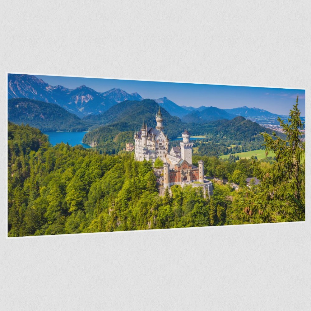 Artikelbild Akustikbild - Schloss Neuschwanstein – Basotect® Schallabsorber im weißen Aluminiumrahmen 1030x530x55mm