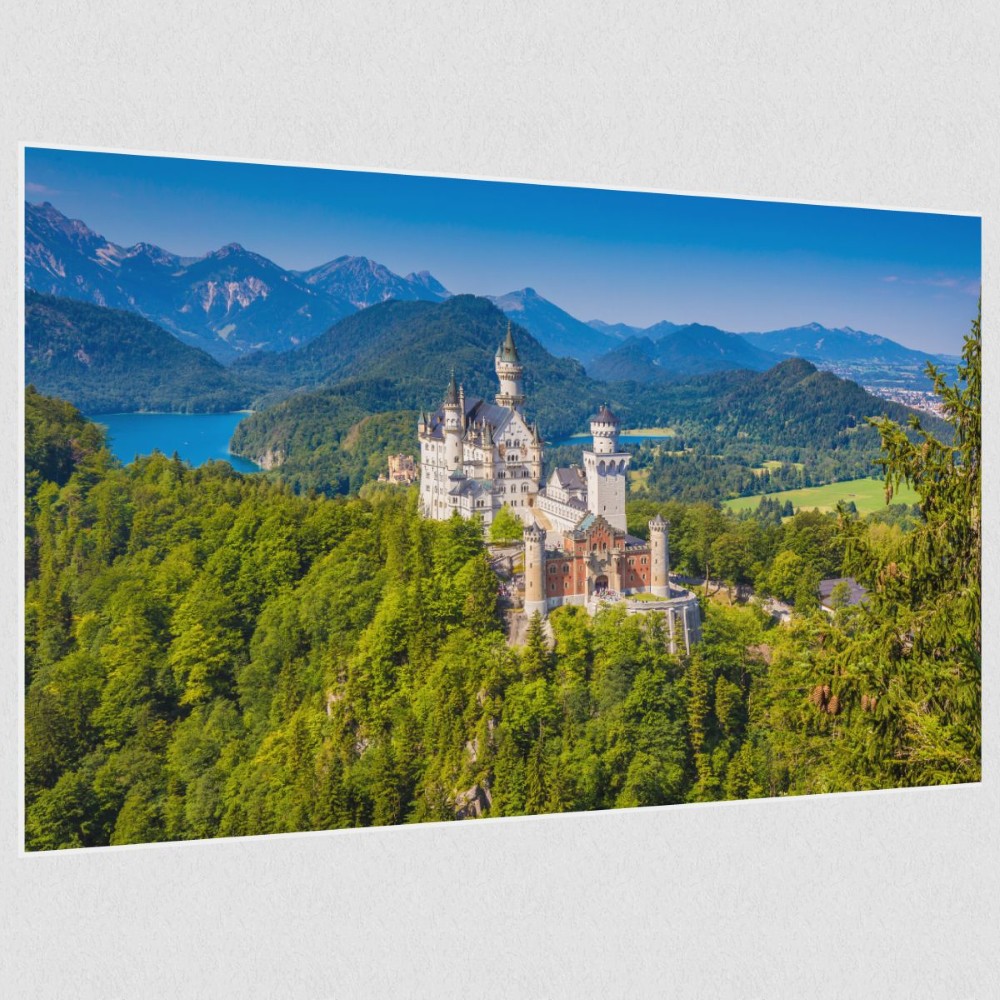 Artikelbild Akustikbild - Schloss Neuschwanstein – Basotect® Schallabsorber im weißen Aluminiumrahmen 1530x1030x55mm