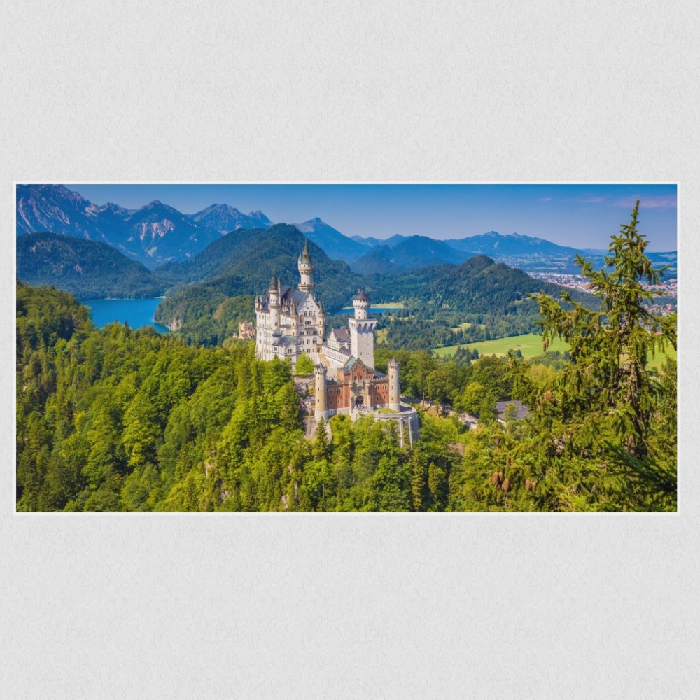 Artikelbild Akustikbild - Schloss Neuschwanstein – Basotect® Schallabsorber im weißen Aluminiumrahmen 2030x1030x55mm