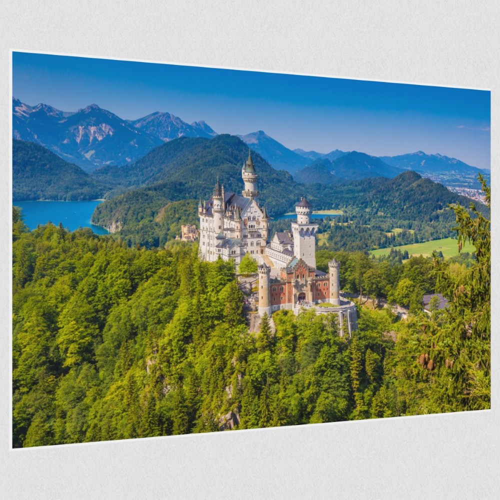 Artikelbild Akustikbild - Schloss Neuschwanstein – Basotect® Schallabsorber im weißen Aluminiumrahmen 2030x1530x55mm