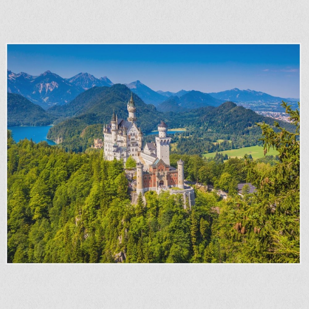 Artikelbild Akustikbild - Schloss Neuschwanstein – Basotect® Schallabsorber im weißen Aluminiumrahmen 2030x1530x55mm