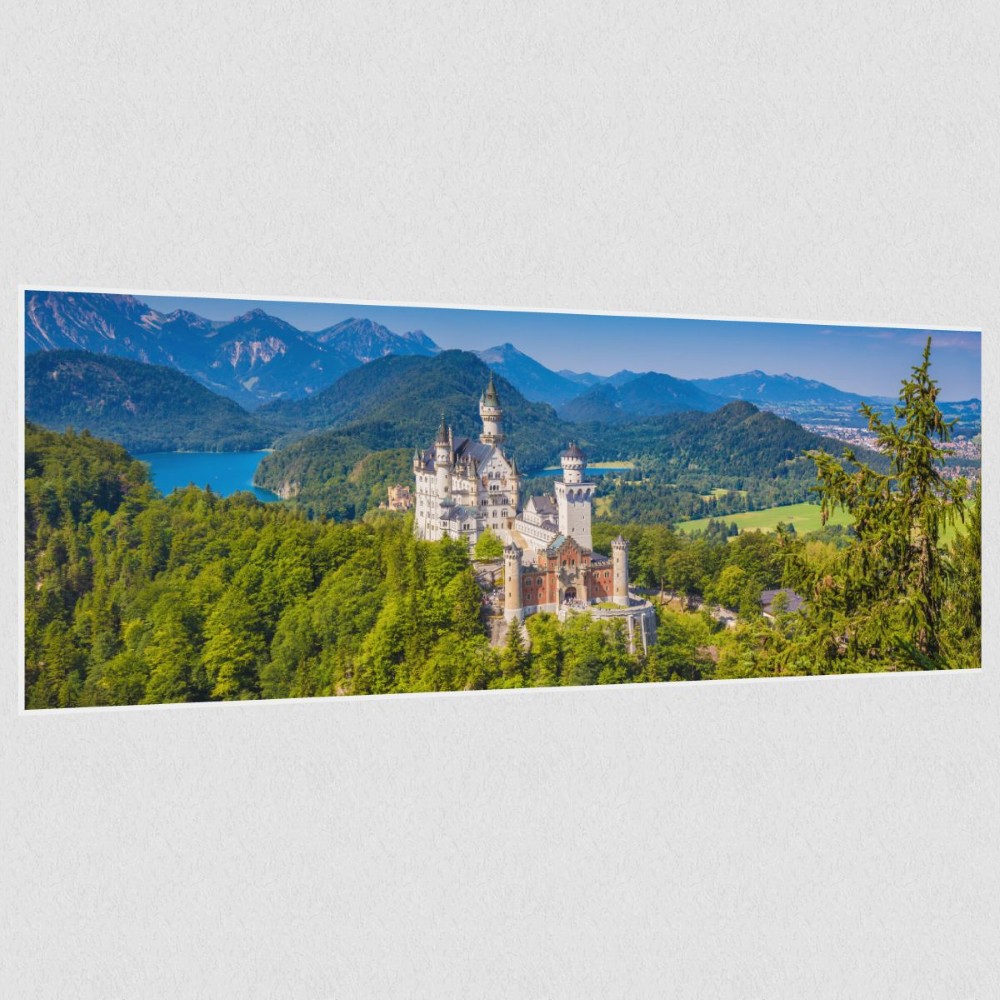 Artikelbild Akustikbild - Schloss Neuschwanstein – Basotect® Schallabsorber im weißen Aluminiumrahmen 2530x1030x55mm