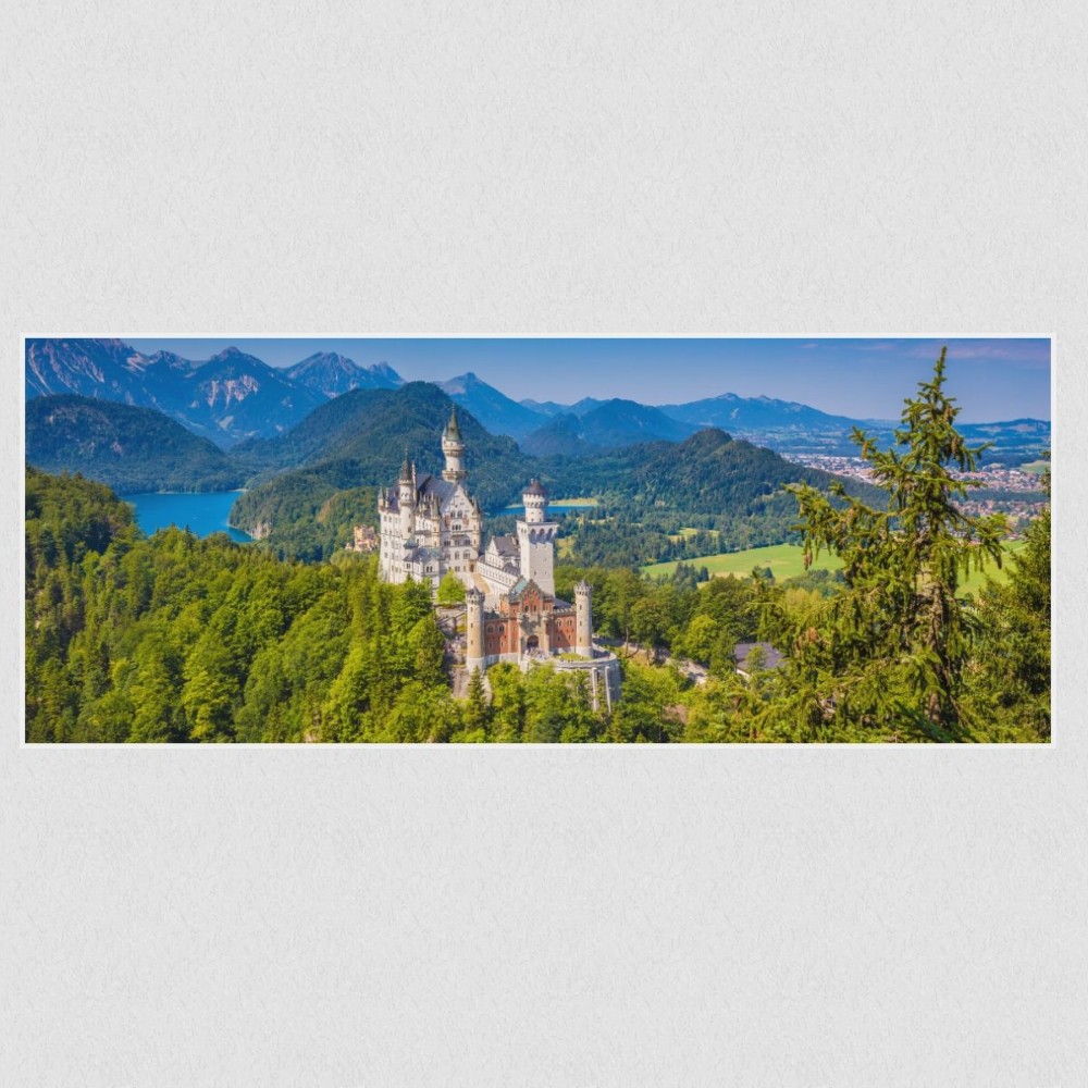 Artikelbild Akustikbild - Schloss Neuschwanstein – Basotect® Schallabsorber im weißen Aluminiumrahmen 2530x1030x55mm