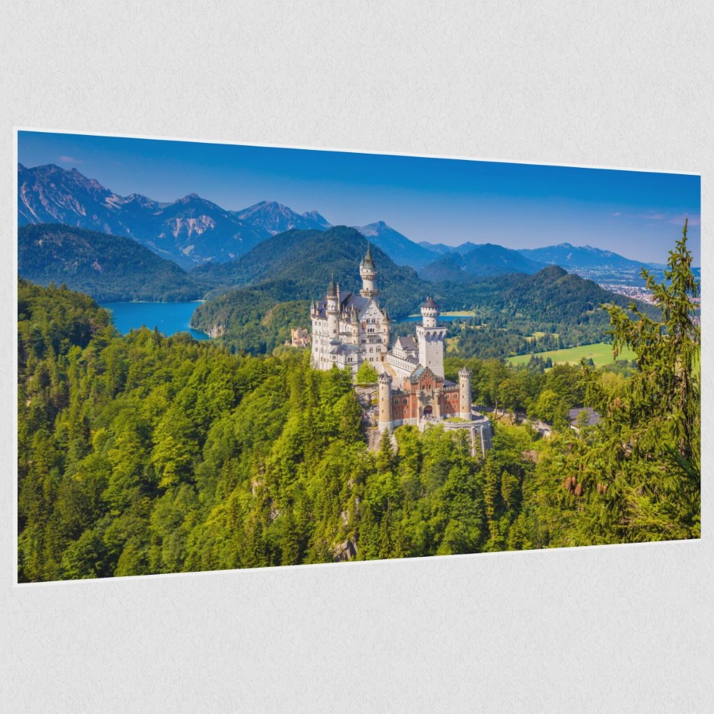 Artikelbild Akustikbild - Schloss Neuschwanstein – Basotect® Schallabsorber im weißen Aluminiumrahmen 2530x1530x55mm