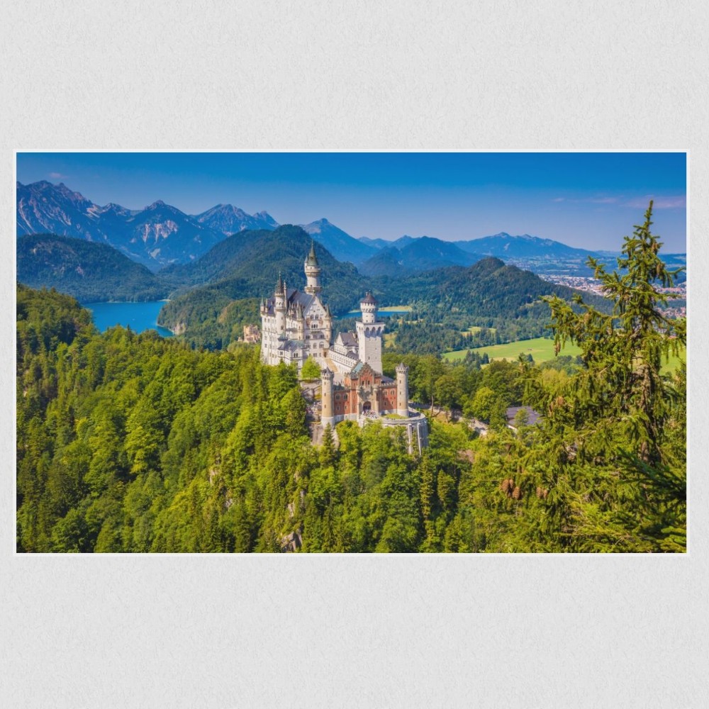 Artikelbild Akustikbild - Schloss Neuschwanstein – Basotect® Schallabsorber im weißen Aluminiumrahmen 2530x1530x55mm