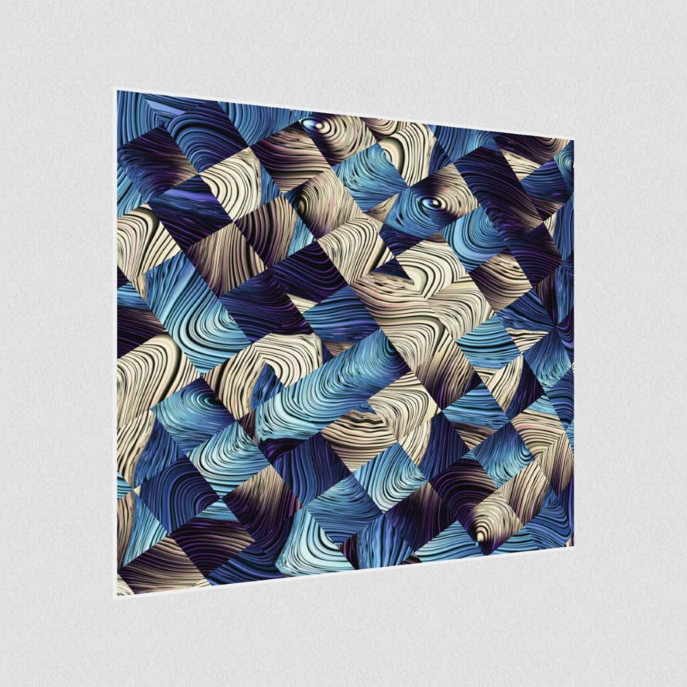 Artikelbild Akustikbild - Eine abstrakte blau weiße Grafik – Basotect® Schallabsorber im weißen Aluminiumrahmen 530x530x55mm