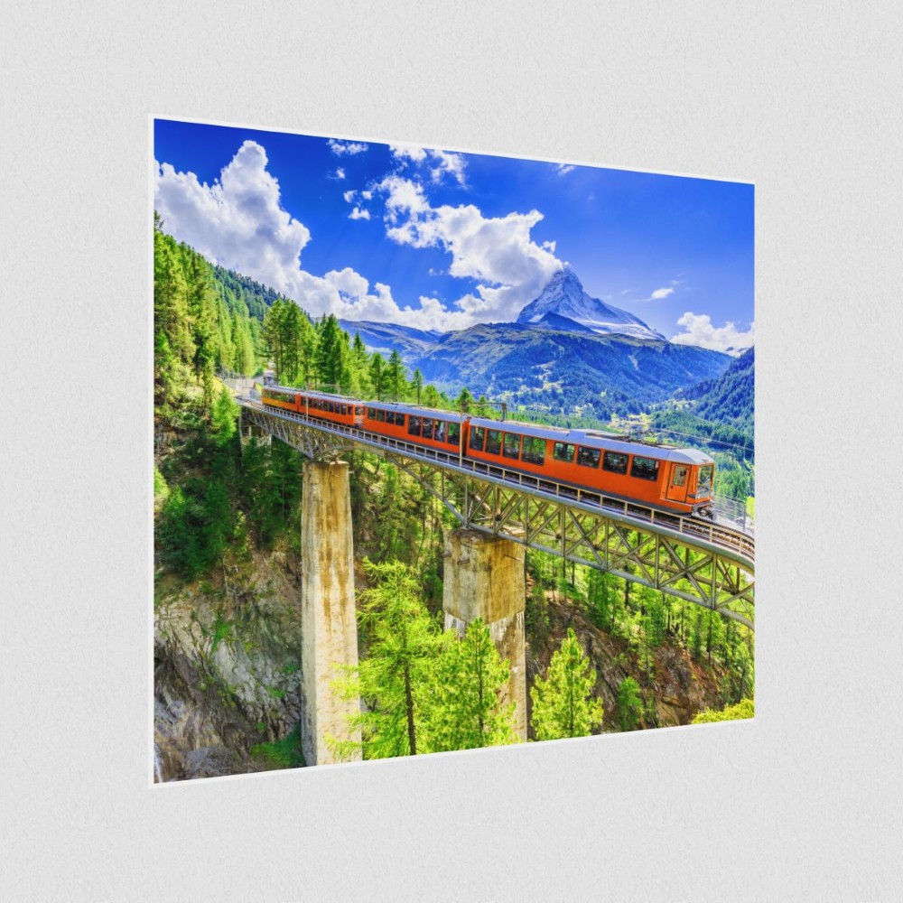 Artikelbild Akustikbild - Berg Panorama – Basotect® Schallabsorber im weißen Aluminiumrahmen 530x530x55mm