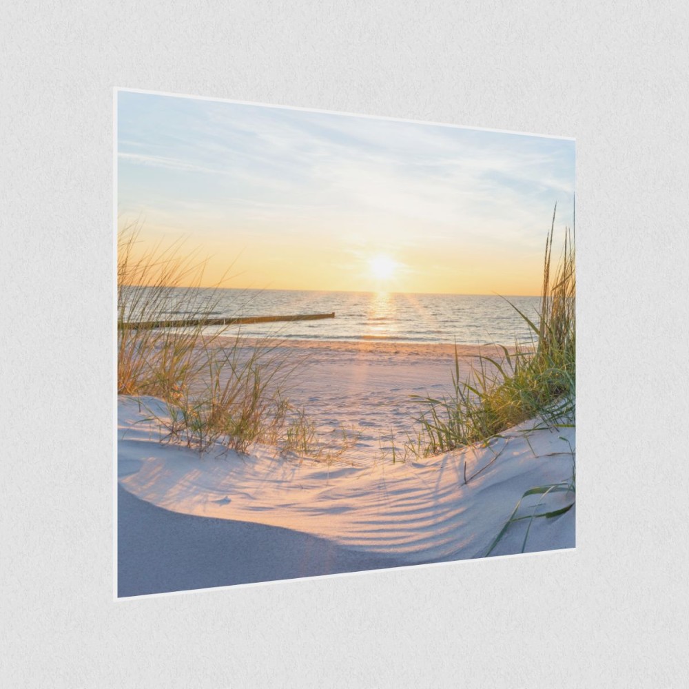 Artikelbild Akustikbild - Meeresbrise – Basotect® Schallabsorber im weißen Aluminiumrahmen 530x530x55mm
