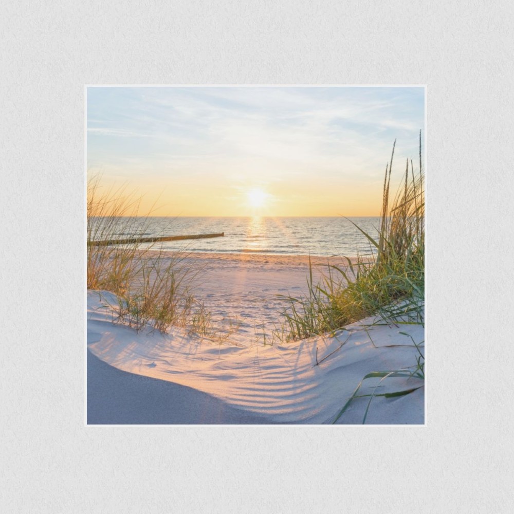 Artikelbild Akustikbild - Meeresbrise – Basotect® Schallabsorber im weißen Aluminiumrahmen 530x530x55mm