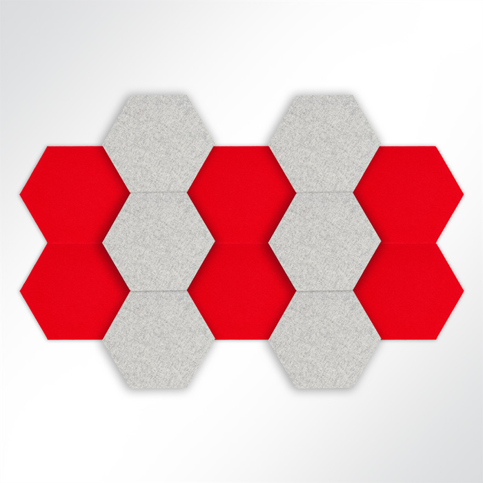 QP Schallabsorber Basotect® Hexagon-Set 3-teilig à 290mm Grau, Rot