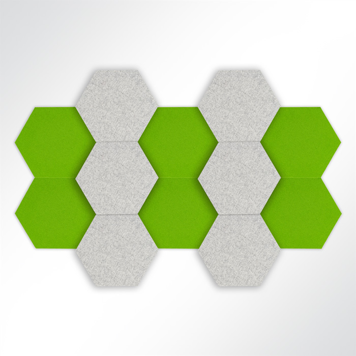 QP Schallabsorber Basotect® Hexagon-Set 3-teilig à 290mm Grau, Grün