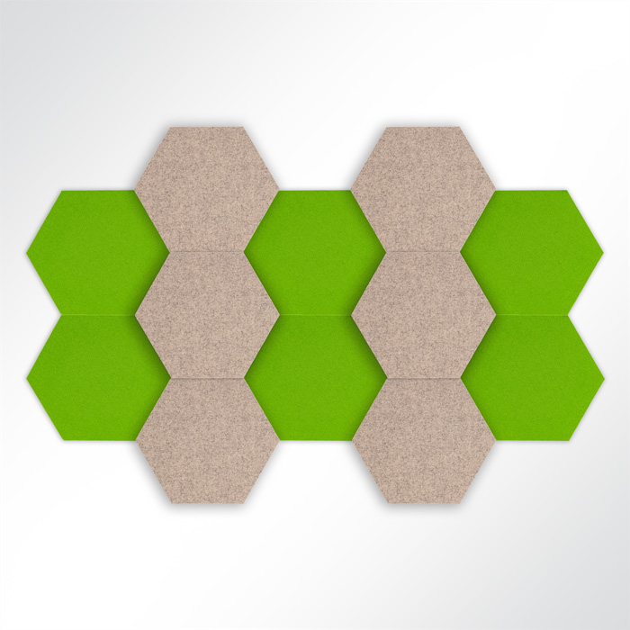QP Schallabsorber Basotect® Hexagon-Set 3-teilig à 580mm Braun, Grün