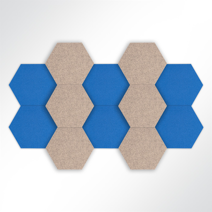 QP Schallabsorber Basotect Hexagon-Set 12-teilig  580mm Braun, Blau
