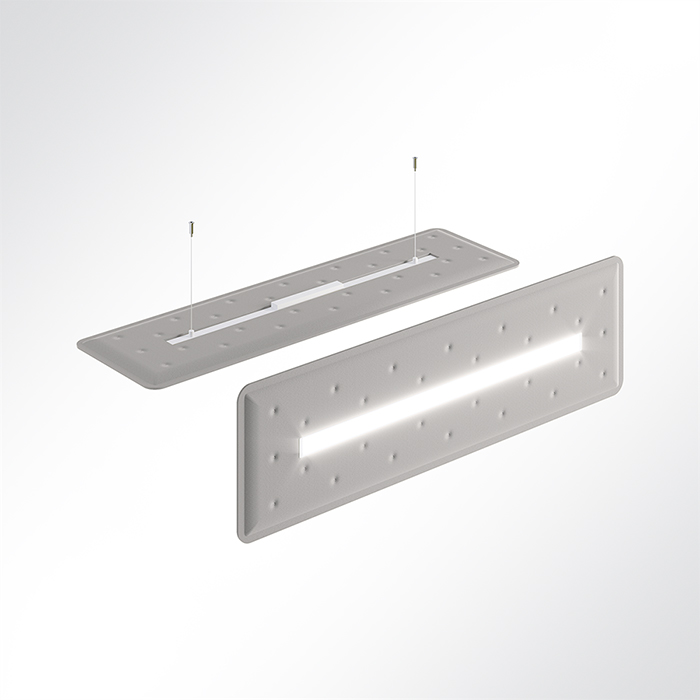 Akustikpaneel Quiet Flat Single 140x40cm 4000K LED Licht und Abhngeset Hellgrau 0643 28 Watt