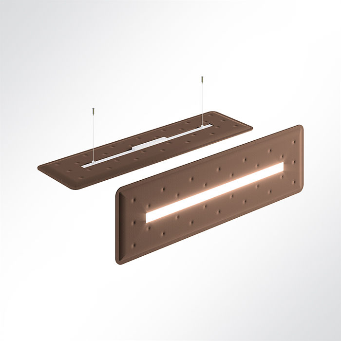 Akustikpaneel Quiet Flat Single 140x40cm 4000K LED Licht und Abhngeset Hellbraun 0534 28 Watt