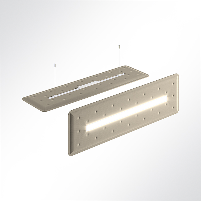 Akustikpaneel Quiet Flat Single 140x40cm 4000K LED Licht und Abhngeset Elfenbein 0532 28 Watt