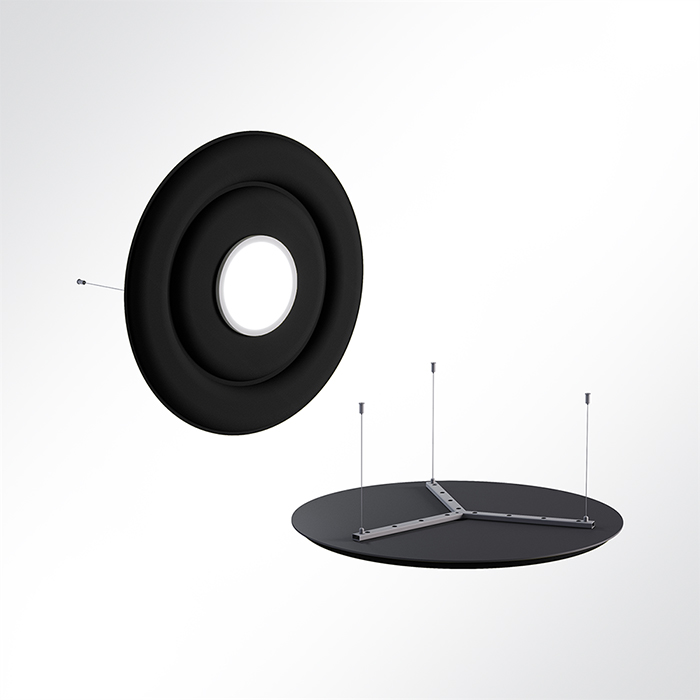 Akustikpaneel Quiet Circle Ø90cm 4000K LED Spot und Abhängeset Schwarz 0651 28 Watt