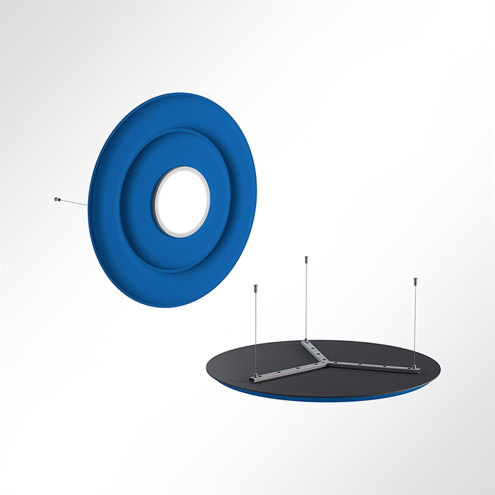 Akustikpaneel Quiet Circle Ø90cm 4000K LED Spot und Abhängeset Blau 0331 28 Watt