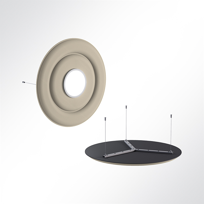 Akustikpaneel Quiet Circle 90cm 4000K LED Spot und Abhngeset Elfenbein 0532 28 Watt