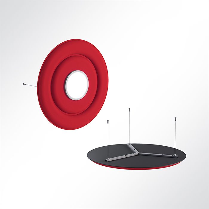 Akustikpaneel Quiet Circle Ø90cm 4000K LED Spot und Abhängeset Rot 0231 28 Watt