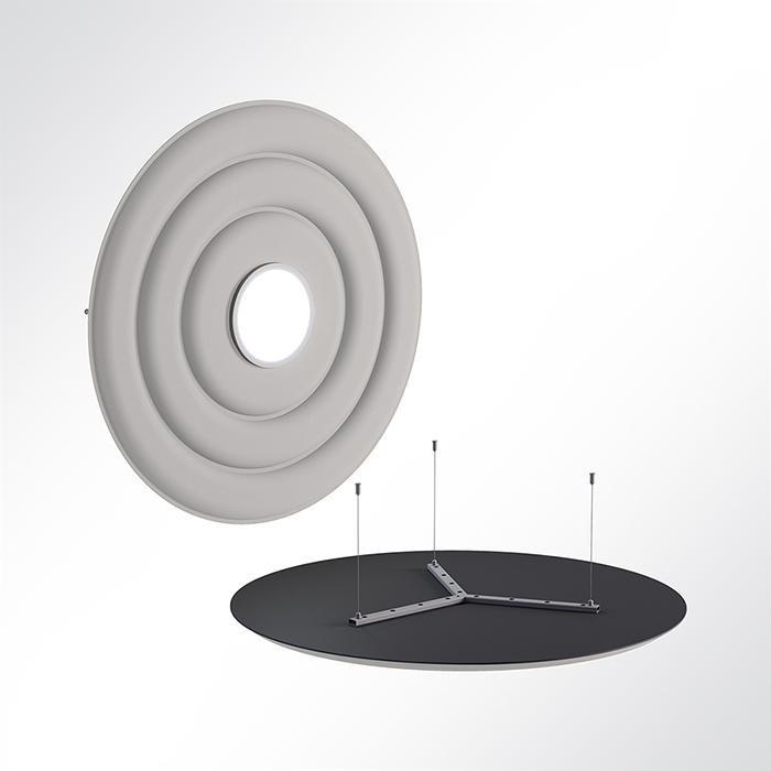 Akustikpaneel Quiet Circle 120cm 4000K LED Spot und Abhngeset Hellgrau 0643 28 Watt