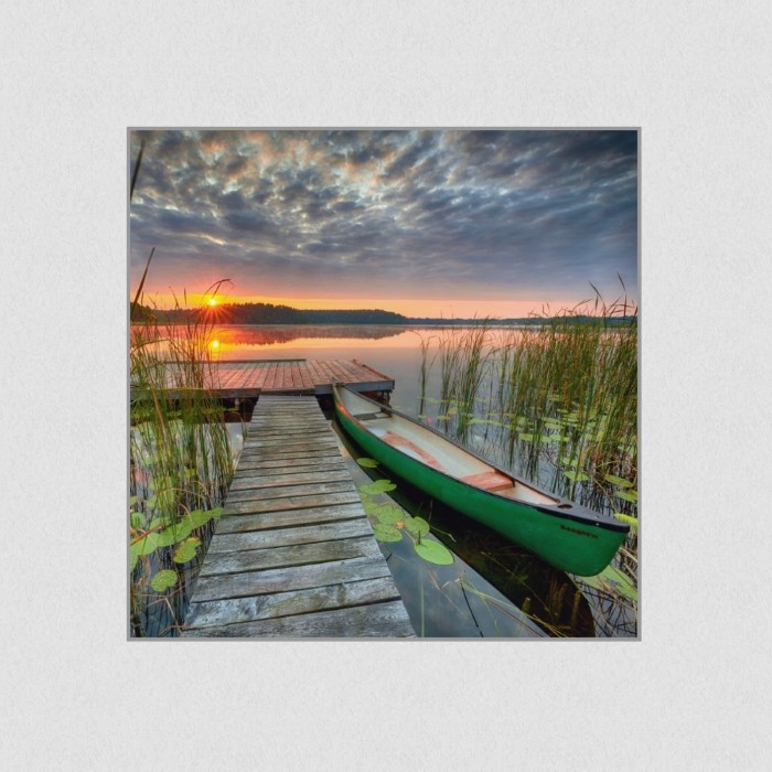 Akustikbild Basotect® Schallabsorber - Beautiful sunrise over lake covered with water lily in vielen Größen