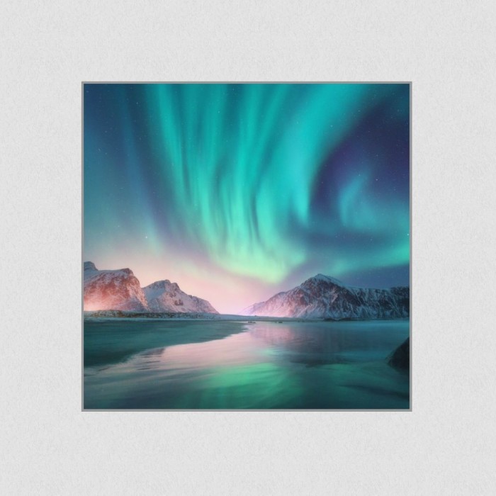 Akustikbild Basotect® Schallabsorber - Aurora Borealis in vielen Größen