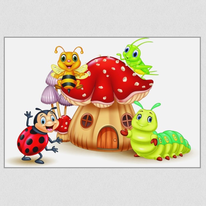 Akustikbild - Comic Insektenwelt – Basotect® Schallabsorber im eloxierten Aluminiumrahmen 1530x1030x55mm