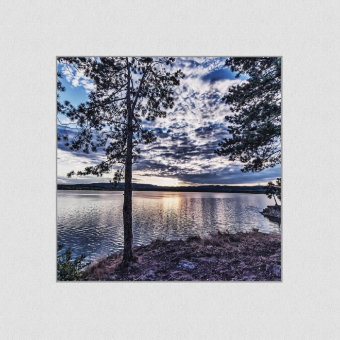 Akustikbild Basotect® Schallabsorber - Die Sonne reflektiert in den See in vielen Größen