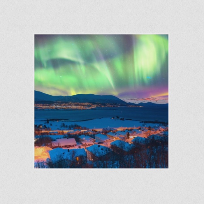 Akustikbild Basotect® Schallabsorber - Nordlicht am Polarkreis in vielen Größen