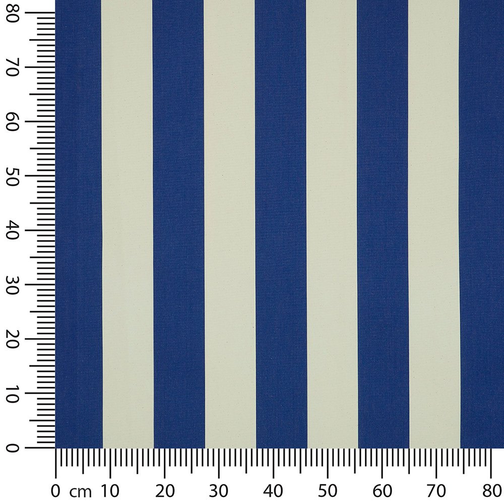 Artikelbild Baumwollzeltstoff Segeltuch fein 310g/m Breite 200cm mit Streifen 8,5cm weiblau wasserabweisend
