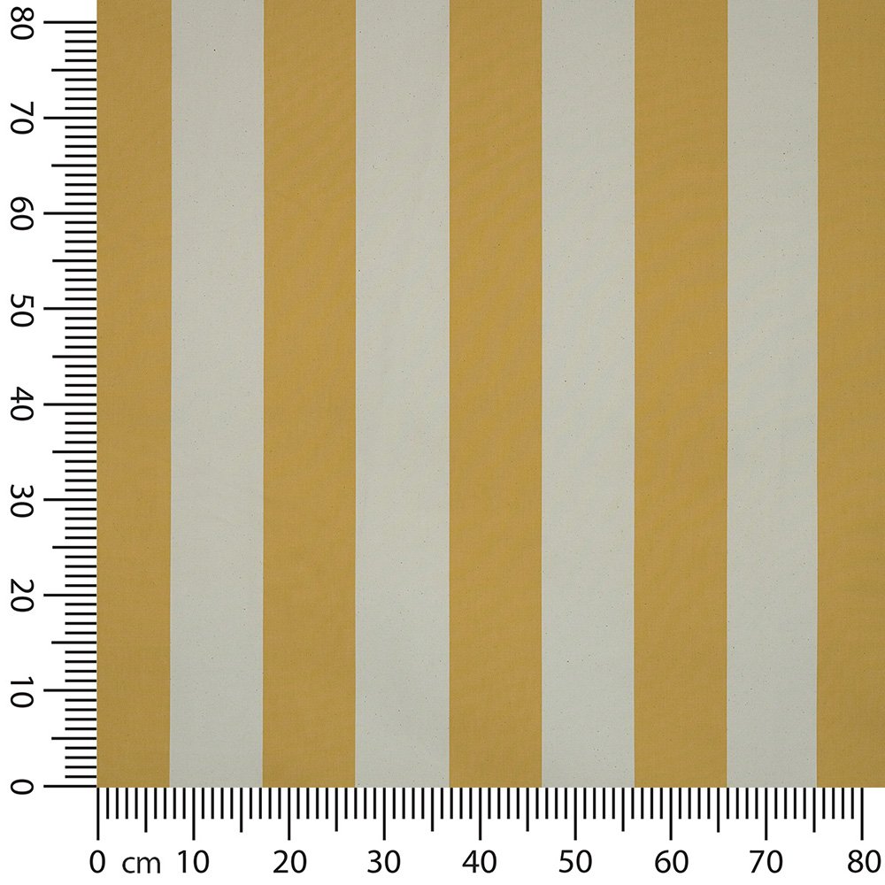 Artikelbild Baumwollzeltstoff Segeltuch fein 310g/m Breite 200cm mit Streifen 8,5cm weissgelb wasserabweisend